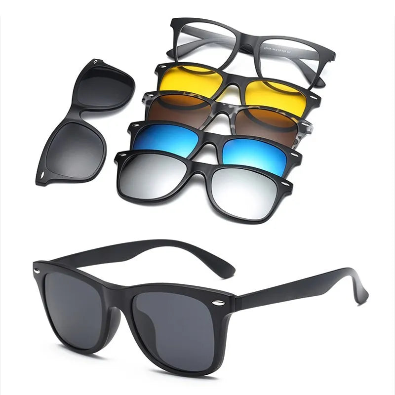 6 In 1 Custom Men Women Polarized Optical Magnetic Sunglasses Clip Magnet Clip on Sunglasses Clip on Sun Glasses Frame