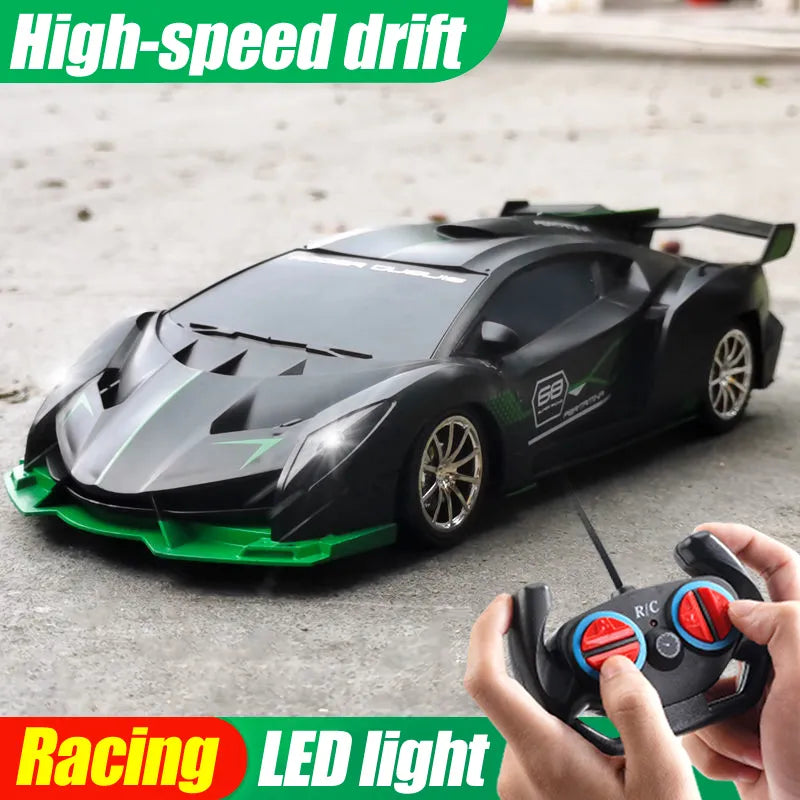 1/18 carro rc led luz 2.4g rádio controle remoto carros esportivos para crianças corrida de alta velocidade veículo deriva meninos meninas brinquedos