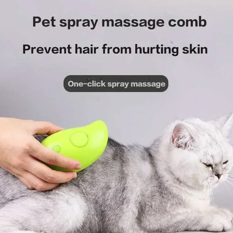 Escova de vapor para gatos, escova elétrica 3 em 1 para massagem de animais de estimação, pente para remoção de pelos