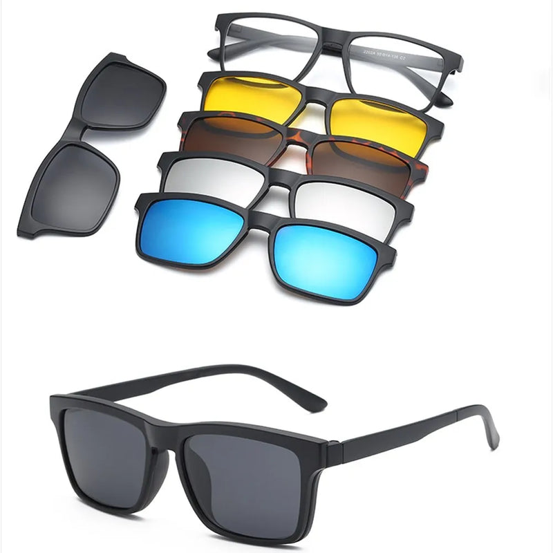 6 In 1 Custom Men Women Polarized Optical Magnetic Sunglasses Clip Magnet Clip on Sunglasses Clip on Sun Glasses Frame