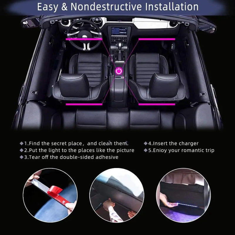 Neon led MAX interior do carro ambiente pé tira luz kit acessórios backlight remoto app controle de música auto rgb lâmpadas decorativas.