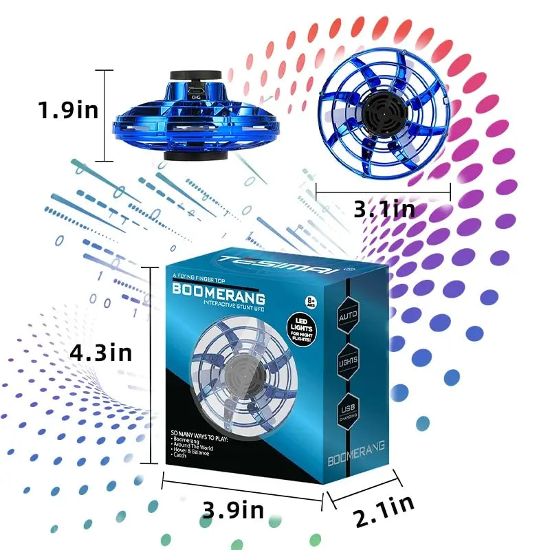 Mini voador girador luminoso ufo drone operado manualmente flyorb fly brinquedos fidget crianças adultos