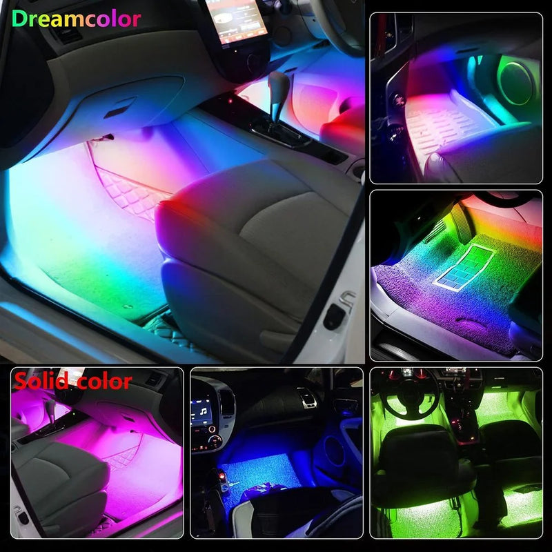 Neon led MAX interior do carro ambiente pé tira luz kit acessórios backlight remoto app controle de música auto rgb lâmpadas decorativas.